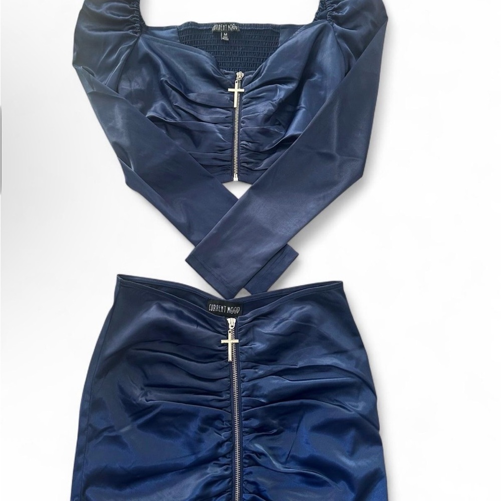 Current Mood Navy Top and Skirt Set